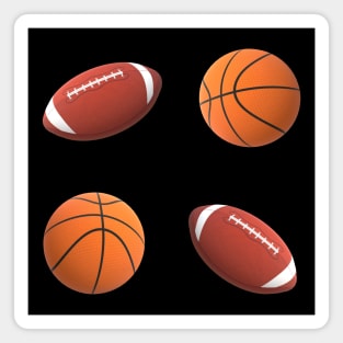 Footballs and Basketballs (Black Background) Magnet